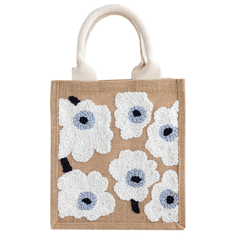 Handmade poke embroidery diy flower linen bag handbag artistic fresh homemade novice zero basic material package