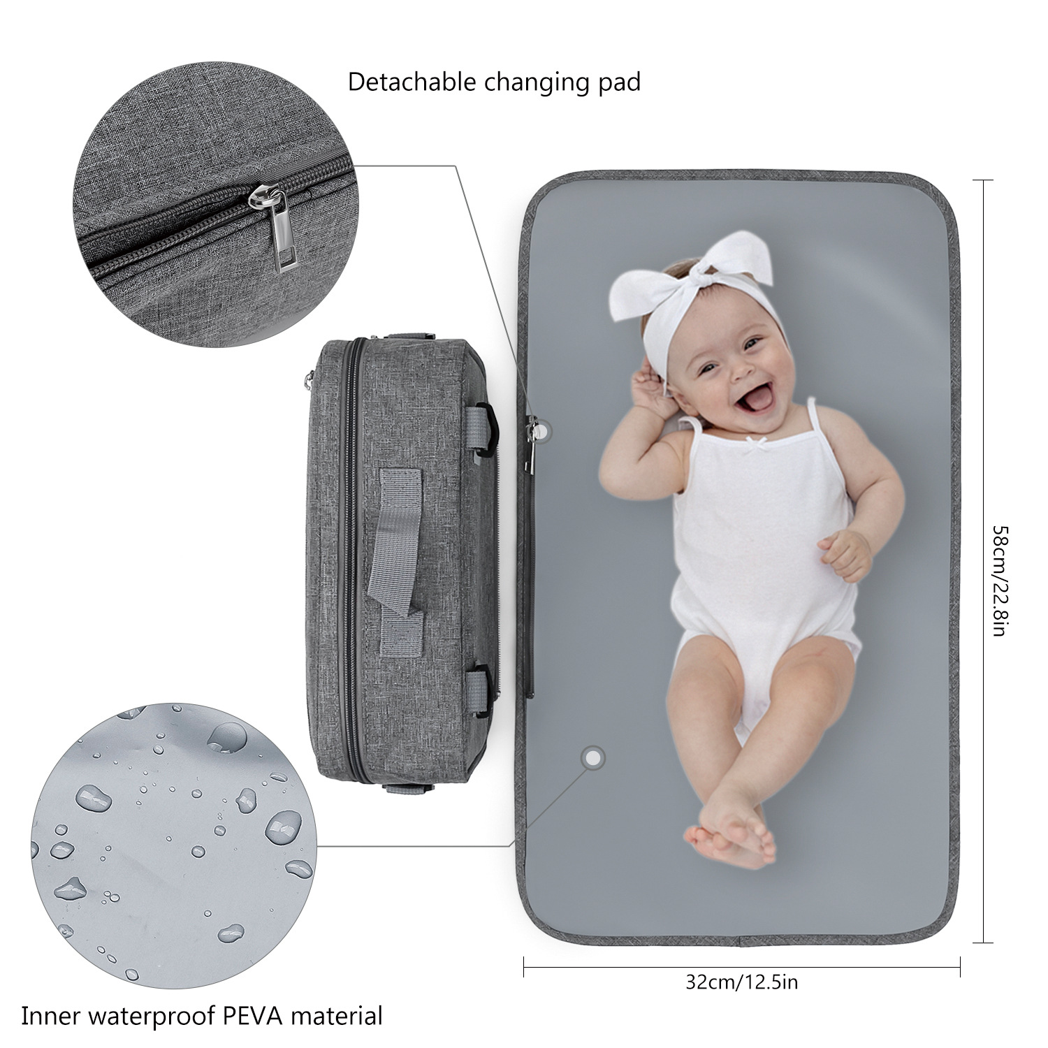 Multifunctional 2in1 Mummy Bag with Diaper Pad Portable Waterproof Shoulder Portable Mother Bag Baby Carriage Storage Bag