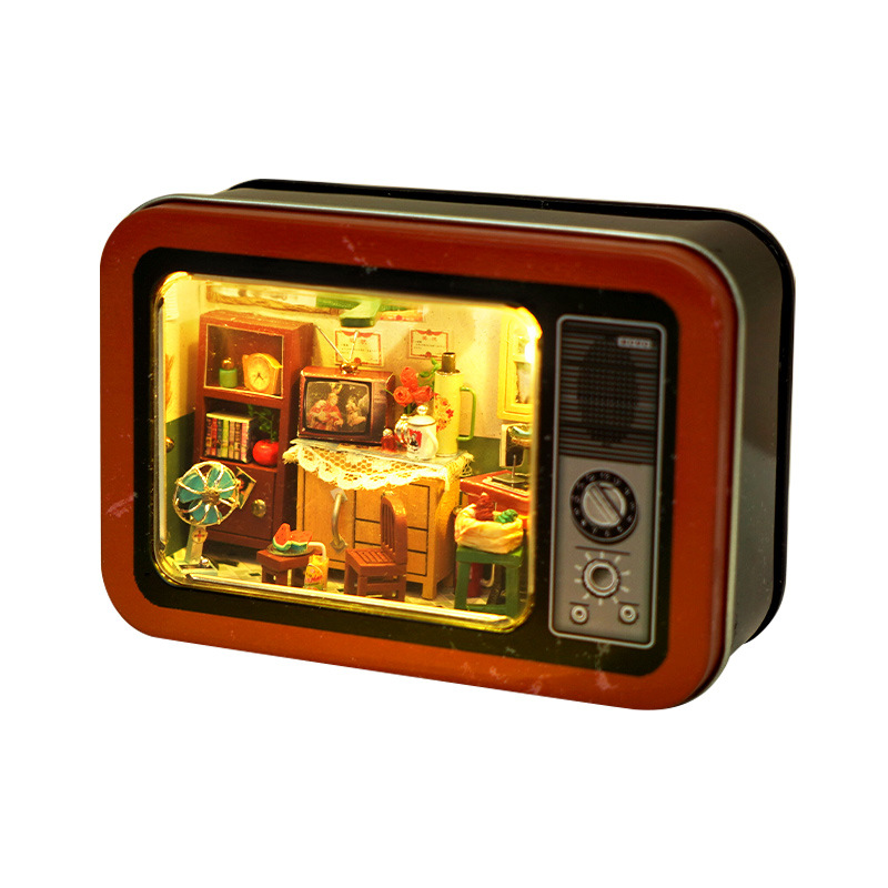 cross-border diy hut handmade tinplate box childhood memories model educational children's toys birthday gift