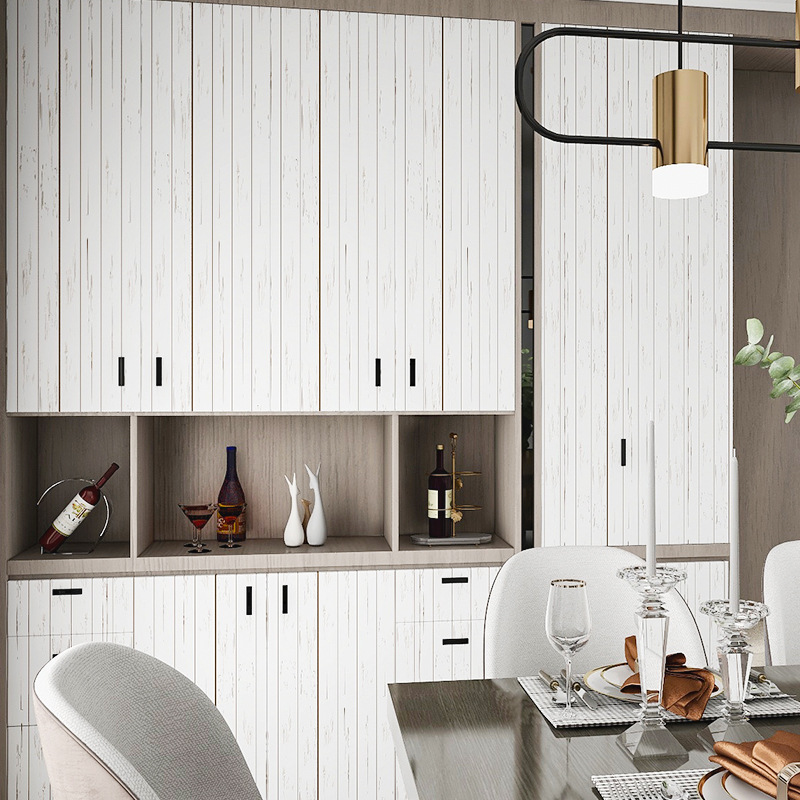 Waterproof Moisture-proof Wood Grain Sticker Self-adhesive Wallpaper Thickened Bedroom Wardrobe Desktop Wooden Door Sticker Old Furniture Renovation Wallpaper