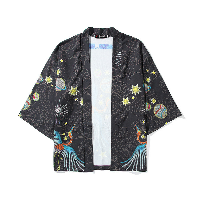 2021 New Ukiyo 3D Digital Color Printing Taoist Robe Cloak 3D Printing Kimono Cloak Feather Woven