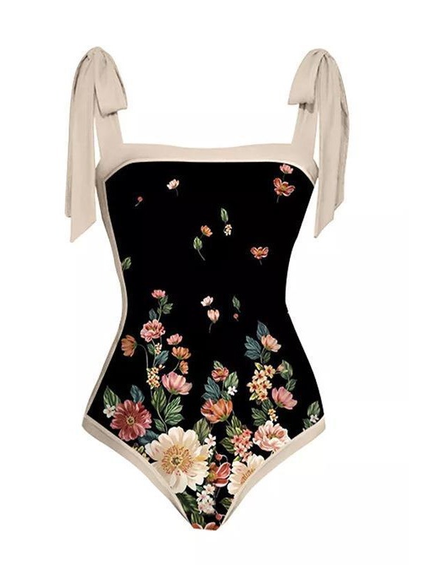 2025 Amazon Printed Ins Style Double-Sided Suit Swimsuit Digital Printed Beach Skirt Two-Piece Swimsuit for Women