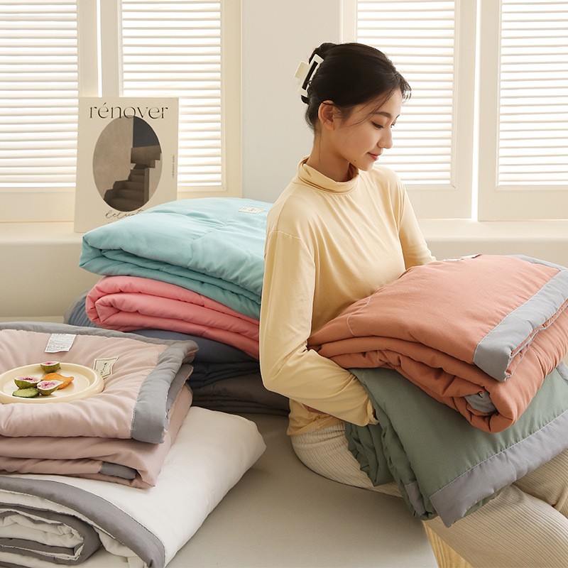 Soybean Fiber Cool Quilt Washed Cotton Summer Cool Quilt Summer Quilt Four-piece Japanese Children Summer Tencel Air Conditioner Quilt Wholesale