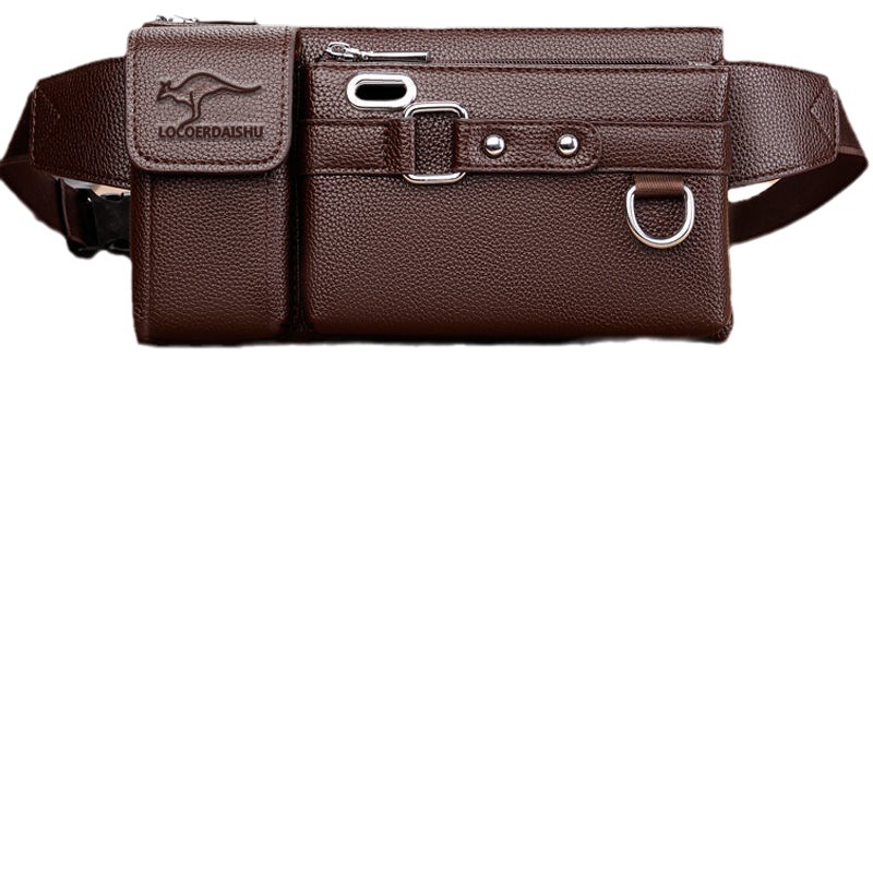 Chest Bag Men's Leather Textured Waterproof Waist Bag 2022 New Fashionable Large Capacity Multifunctional Crossbody Bag