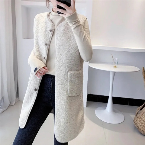 Fashionable All-match Vest Women's Warm Thickened Fleece-like Lamb Fleece Women's Single Outer Vest Women's Autumn and Winter New Vest