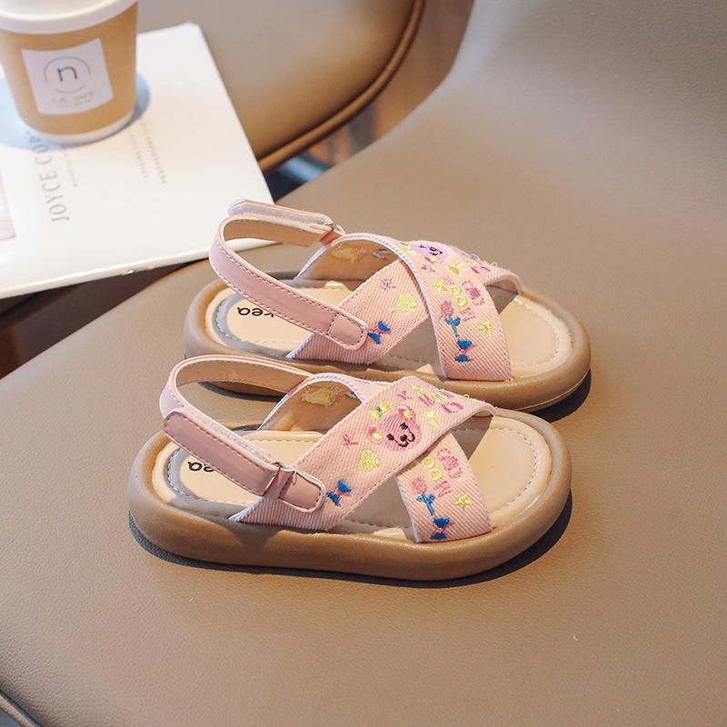 Children Princess Sandals 2025 New Summer Children's Shoes Wholesale Pastoral Style Baby Little Girl Cross Girls' Shoes
