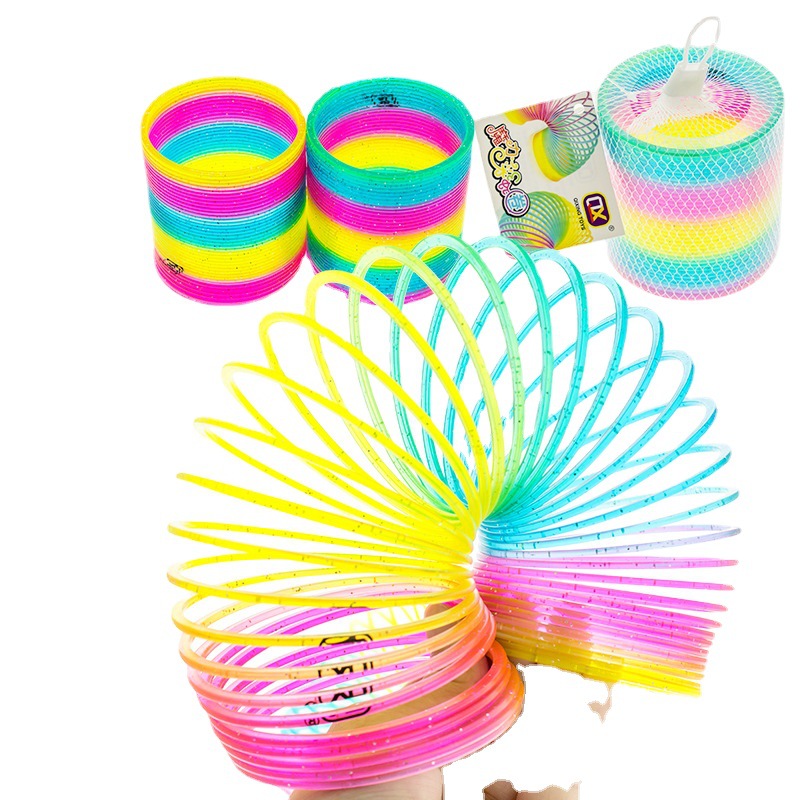 Smiley big rainbow spring ring stacking magic plastic ring children's educational toys gifts wholesale Yiwu best selling goods
