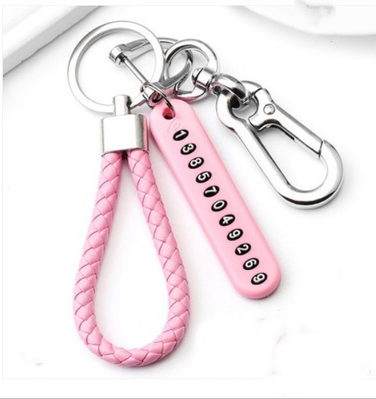 Metal car key chain pendant number plate woven leather rope key ring key chain accessories fashion car accessories