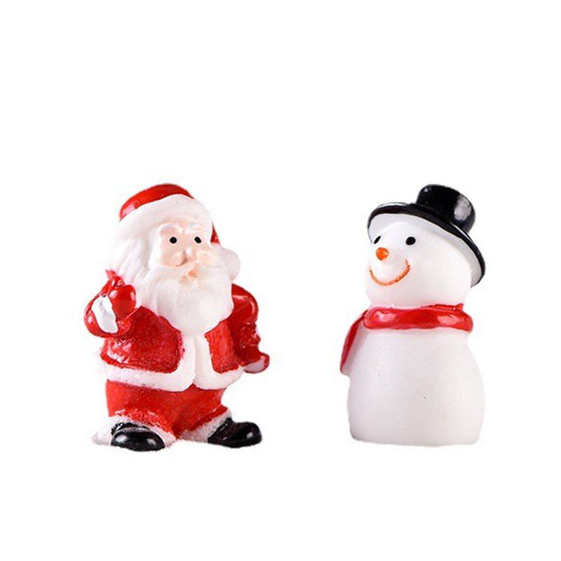 New Christmas Old Man Snowman Train Micro Landscape Snow Ornaments Candle Gift Socks Bells Resin Crafts