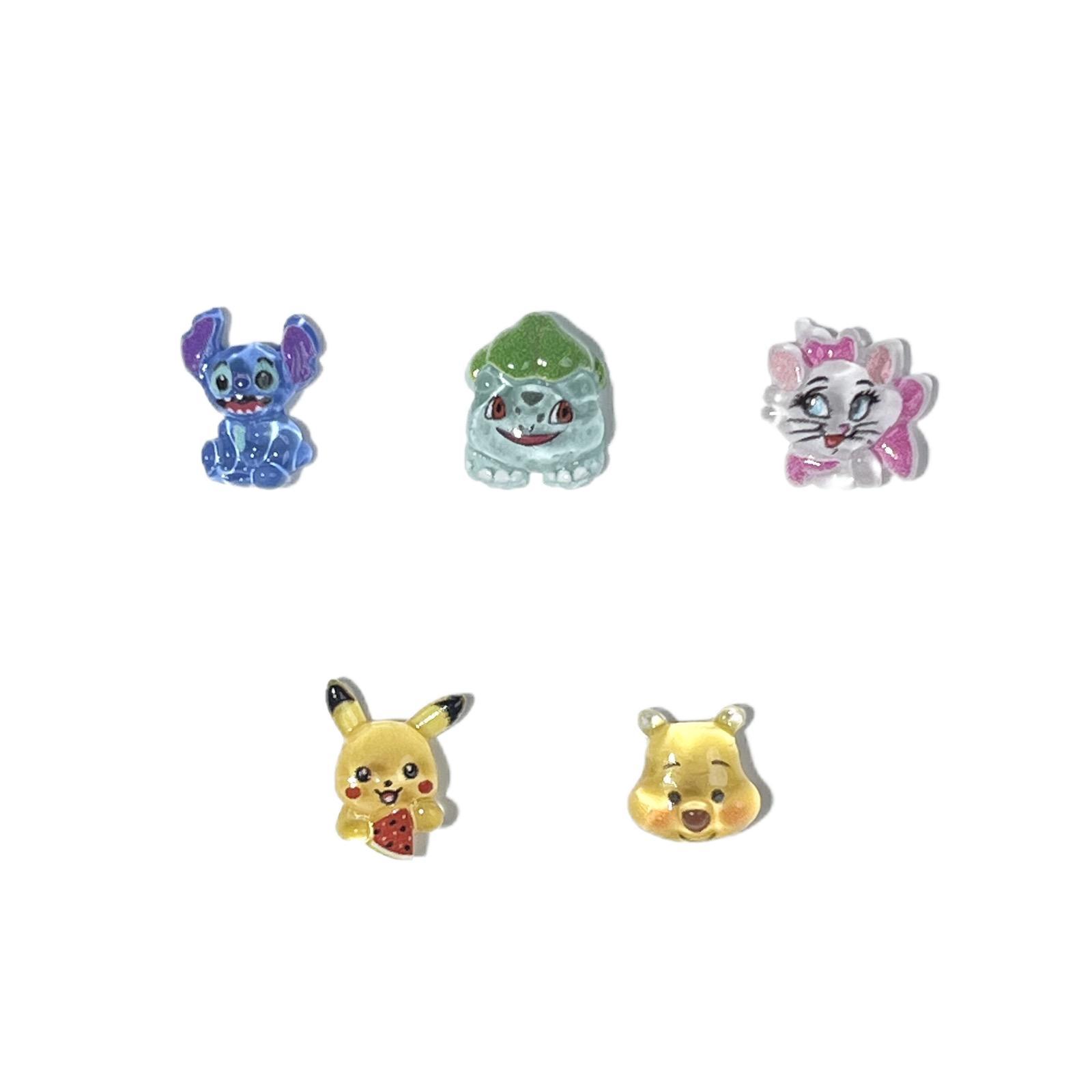 Cross-border hot stitch nail accessories wholesale Cute Pikachu Pooh Bear cartoon resin accessories