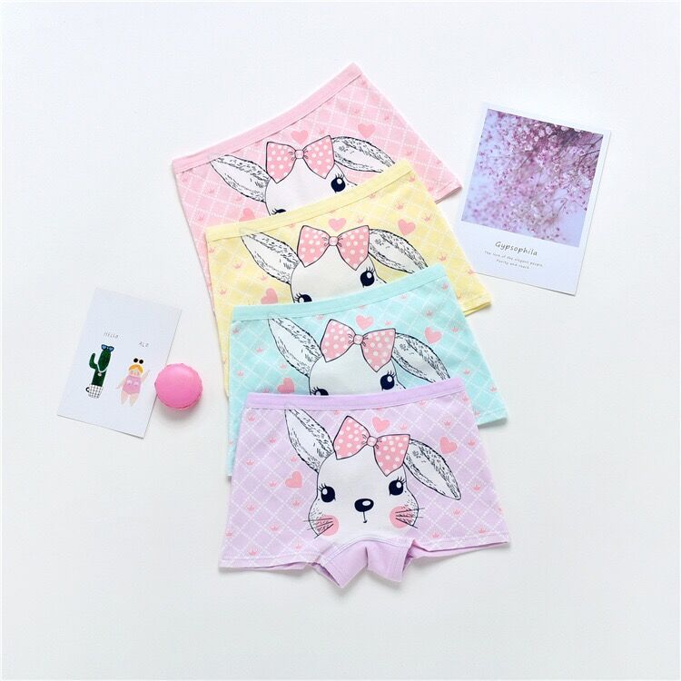 Children's Underwear Little Girls' Cotton Boxers Lively and Clever Little Moe Rabbit Girls Candy-colored Boxer Shorts