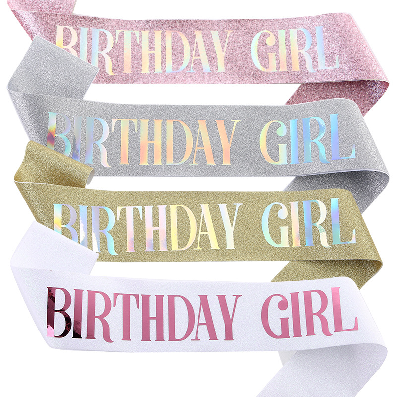 birthday party glitter shoulder strap etiquette belt birthday girl queen birthday girl belt