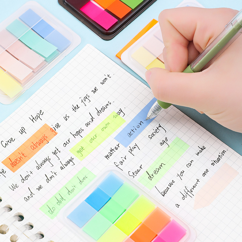 Fluorescent Morandi Indication Label Message Index Notes Translucent Post-it Notes Student Stationery Hot Selling Amazon