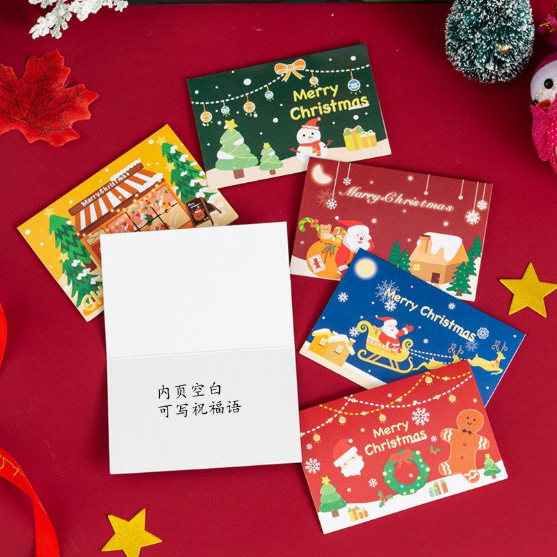 New Christmas greeting card Christmas cute cartoon blessing small card gift message card