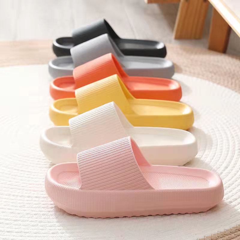 4cm Thick-soled Slippers Women's Summer Wholesale Bathroom Bathing Household EVA Soft-soled Cross-border Large Size Slippers with Shit Feeling