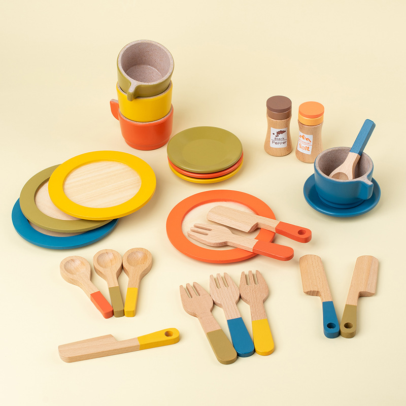Simulation Wooden Children's Afternoon Tea suit Tea Set Combination Puzzle Role Playing Playhouse Early Childhood Education Toy