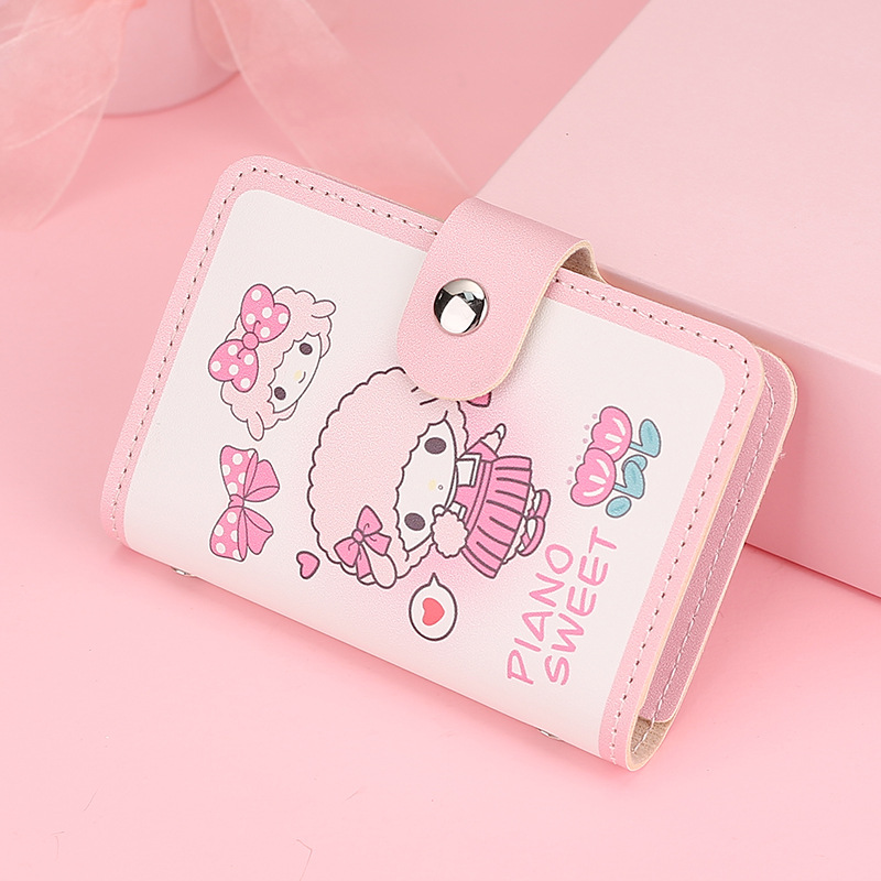 Cartoon Cute Student Card Holder Women's Ultra-thin Large Capacity Driver's License Multi-Card Holder Portable Wallet Kt Cat Snap