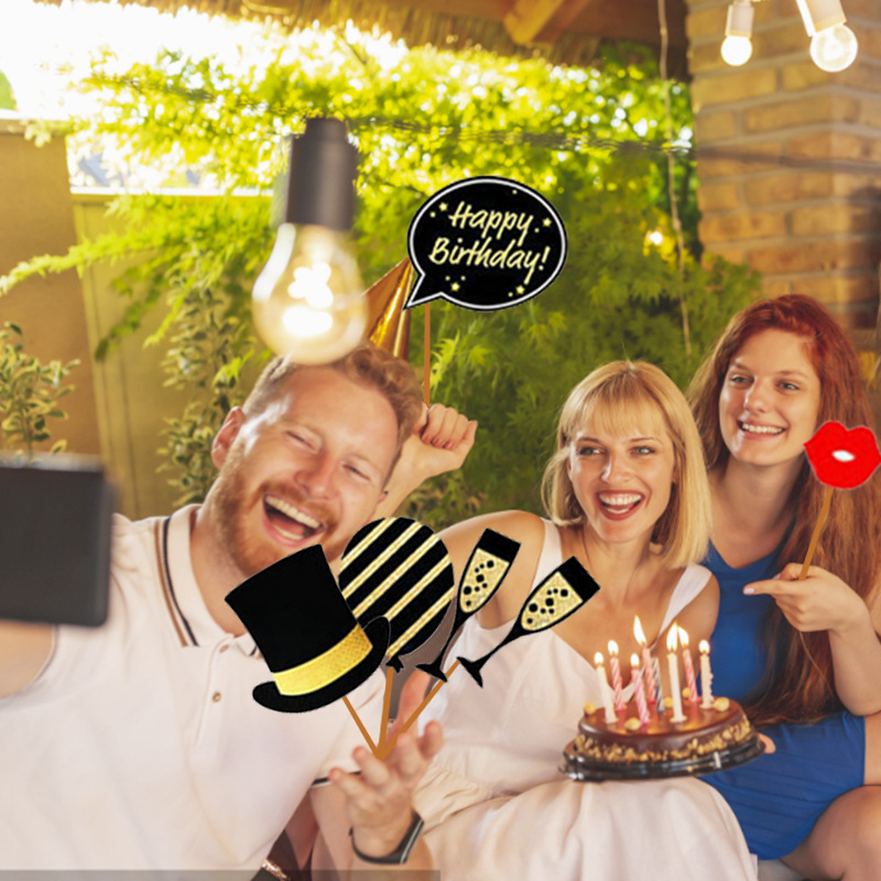 Cross-border new 30-60 year old adult birthday party photo props holiday party paper photo decorations