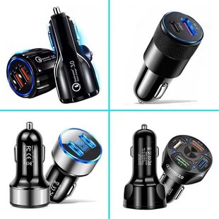 4USB car charger car charger small steel gun 38W voltage detection digital display 3.1A bowling qc3.0