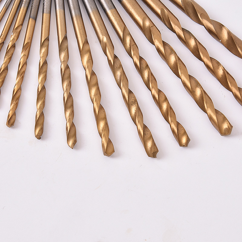High-speed steel titanium-plated twist drill set multi-functional straight hole handle thin iron sheet iron block hand electric drill woodworking drill