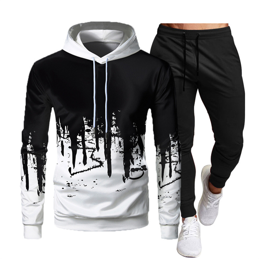 European and American 2023 sports suit men's hoodie men's sports sweater Men's Light board hoodie casual sweater set