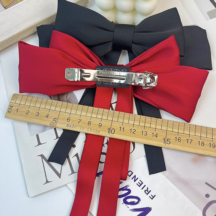 Grande fiocco nastro forcina orizzontale clip copricapo temperamento accessori per capelli alto senso indietro testa superiore clip molla clip all'ingrosso_voghion.com