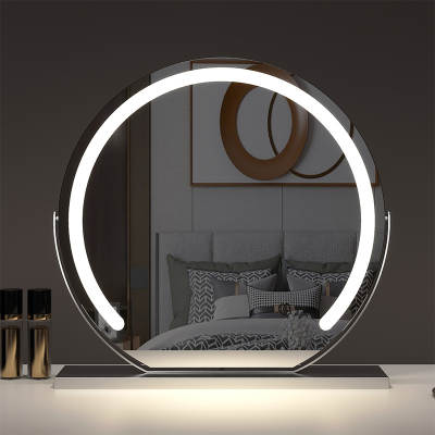 Semi-circle LED with light makeup mirror desktop smart touch dimming dressing table makeup mirror adjustable