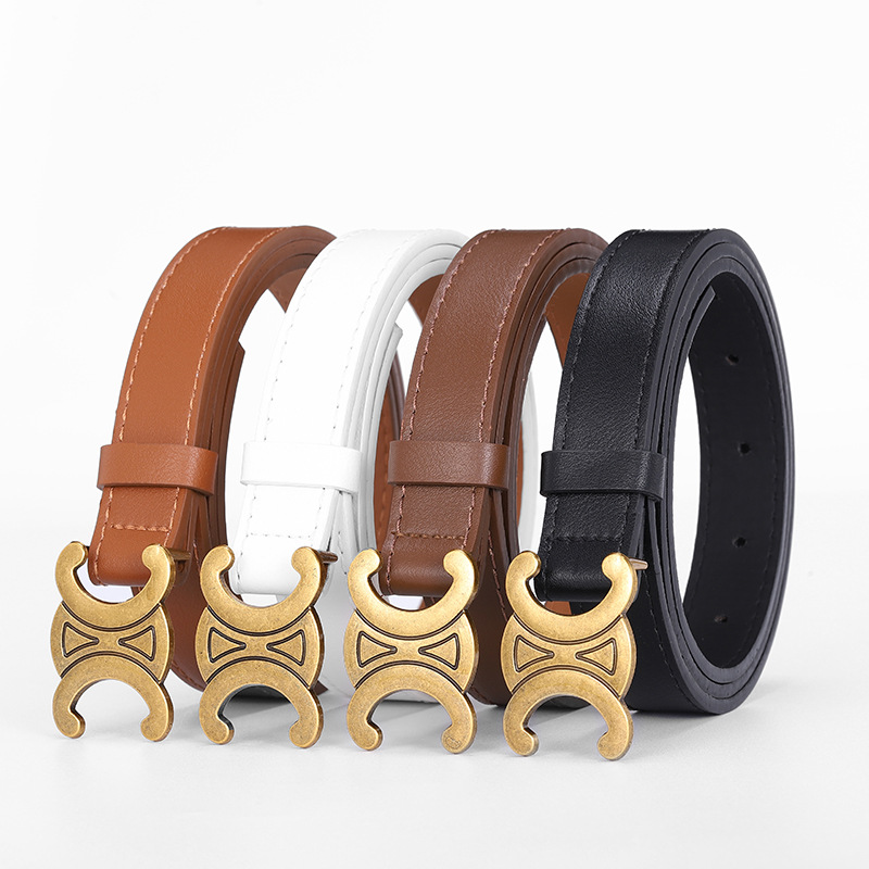 Women's English Letter Smooth Buckle Belt All-match Jeans Decorative Women's Fashion Trendy Internet Popular Fashion Pants Belt