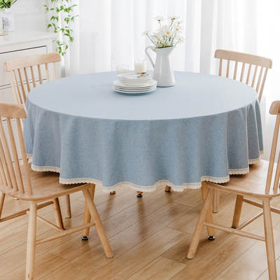 Large Round Table Tablecloth Fabric Waterproof and Oil-proof Solid Color High-grade Sense Round Tablecloth Tablecloth Amazon Cross-border Tablecloth