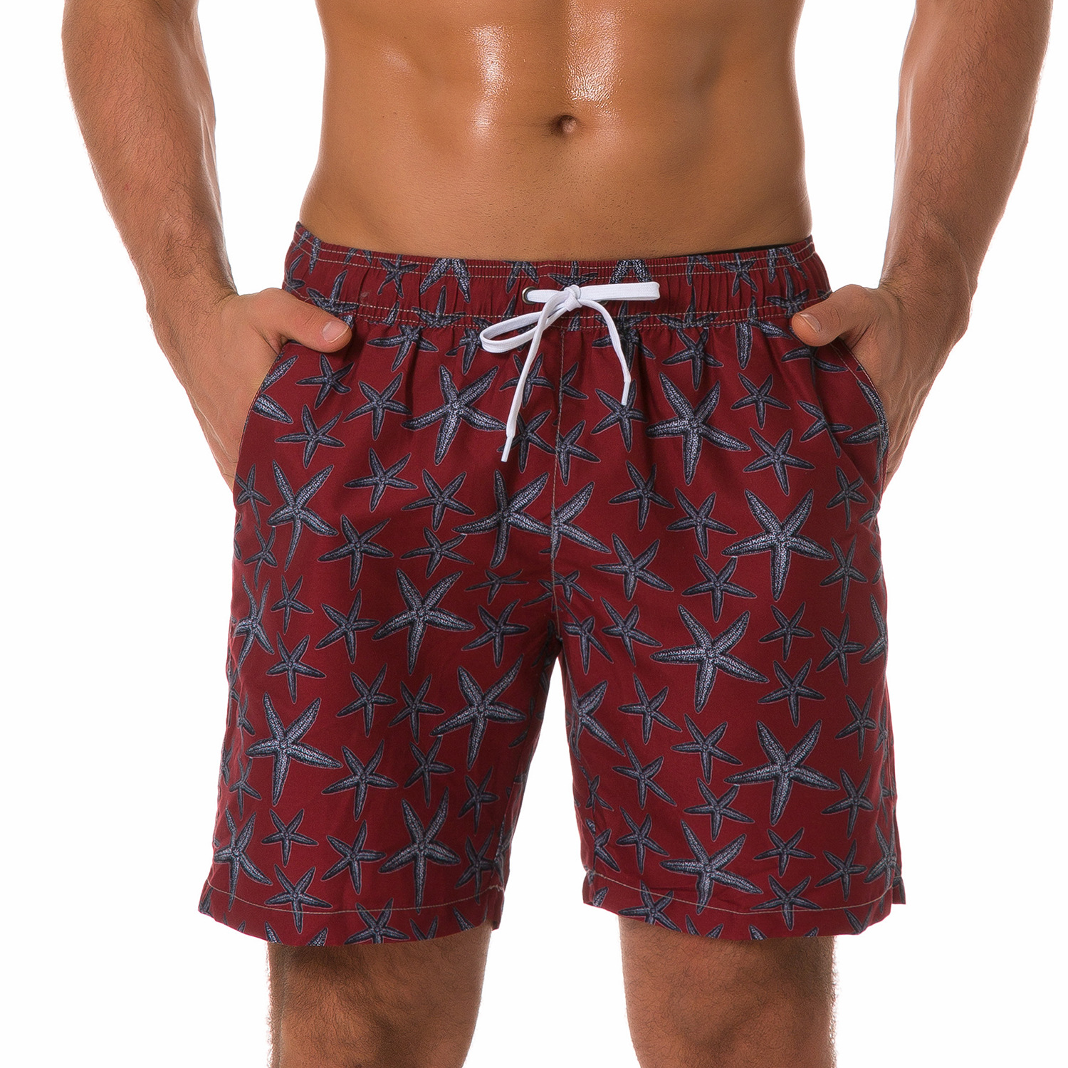 Summer Beach Pants Men's Quick-Dry Waterproof Shorts Beach Holiday Shorts Loose Multi-Pocket Straight Large Pants