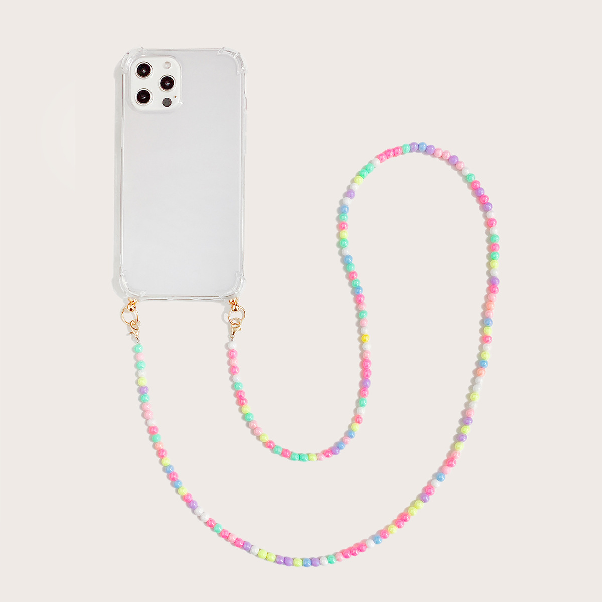 TPU透明全包手機殼軟殼亞克力珍珠鏈條手機套適用蘋果iphone11/XS
