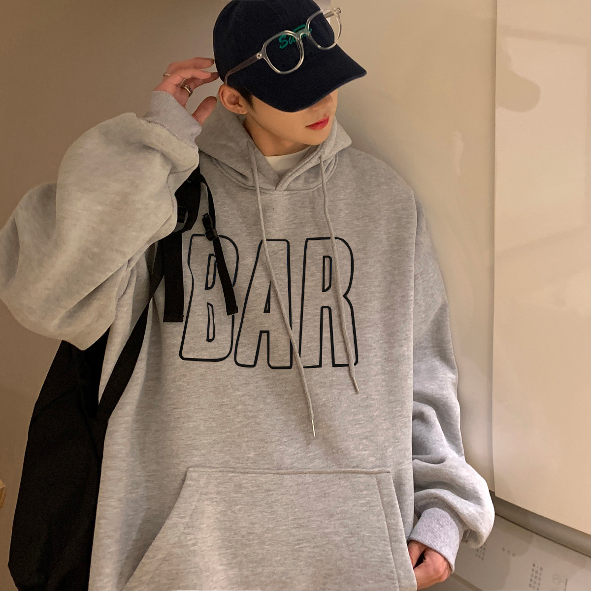 Pullover hooded sweatshirt men's autumn  new high street fashion brand jacket ins Hong Kong style spring and autumn sportswear