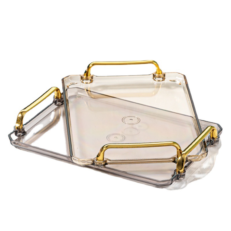 Cross-border e-commerce rectangular tray light luxury European-style household tea cup cup tea tray beauty salon plastic handle plate