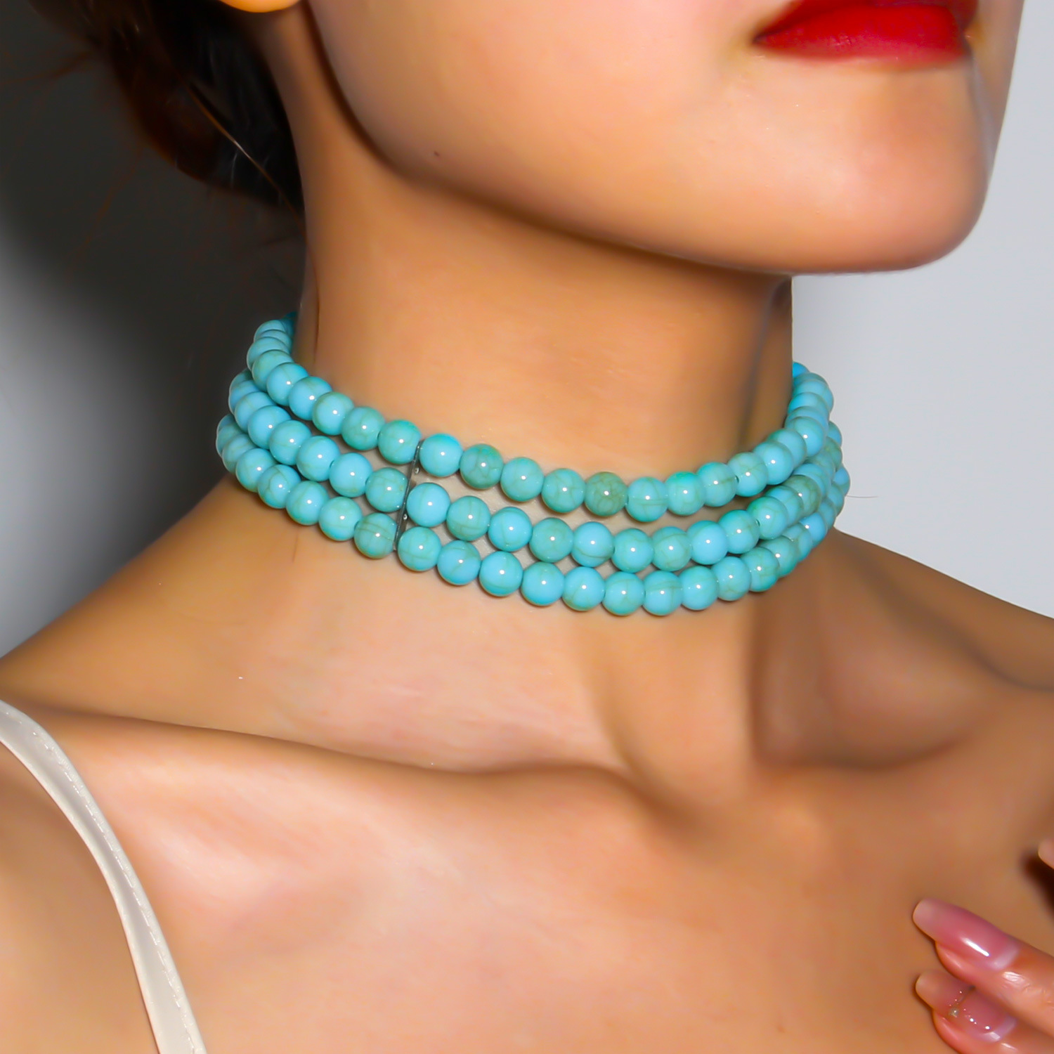 歐美仿松石短款多層項鍊choker 女項鍊套裝飾品批發 13350