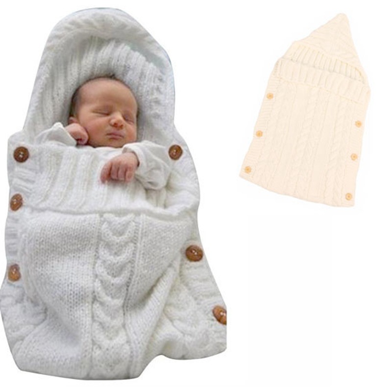 亚马逊春夏婴幼儿毛线针织宝宝睡袋 两侧可打开纽扣户外推车睡袋