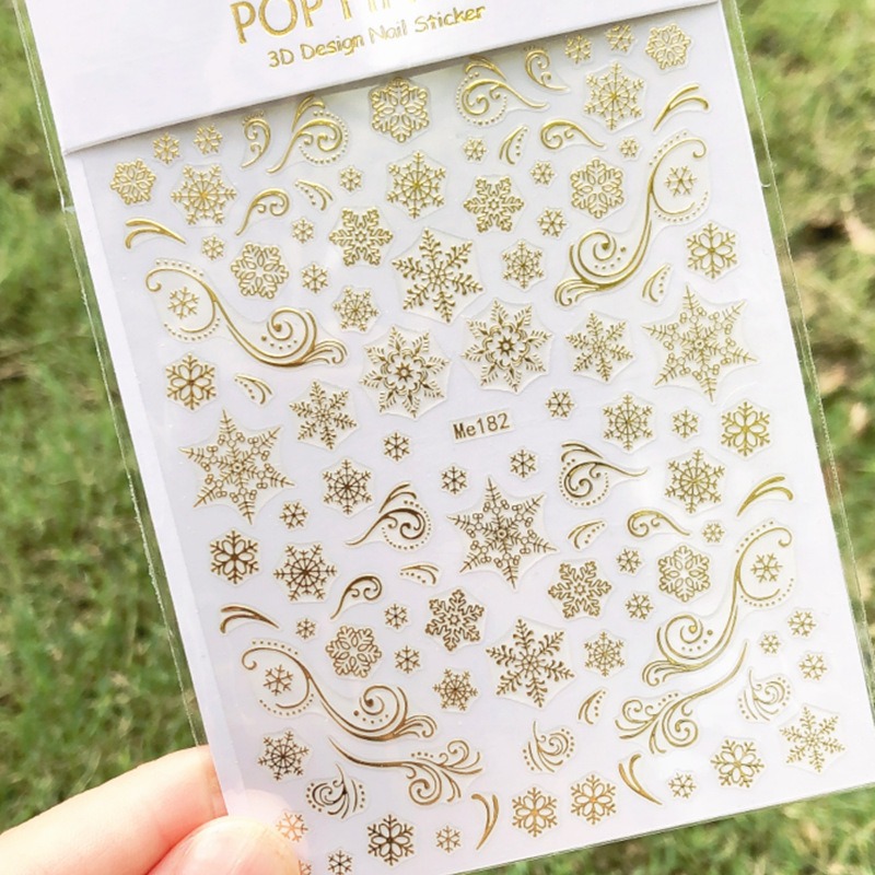 Snowflake nail stickers winter Christmas manicure new golden snowflake nail stickers Me180-197 gold