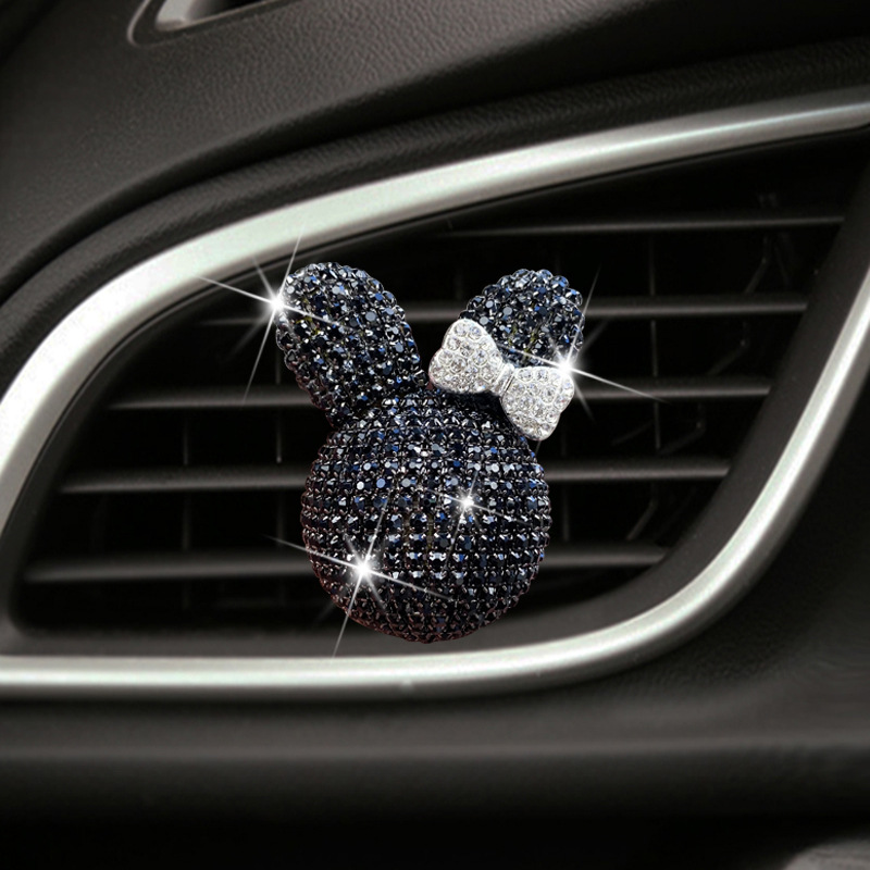 Car air conditioner outlet perfume clip decoration rabbit bowknot cute rhinestone car interior fragrance decoration 