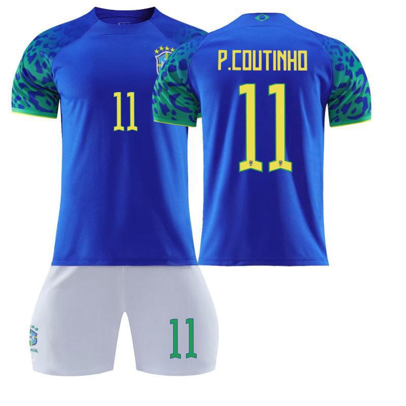 2022 Qatar Football Suit Brazil Main No.10 Neymar No.20 No.18 Children Adult Away Jersey Set
