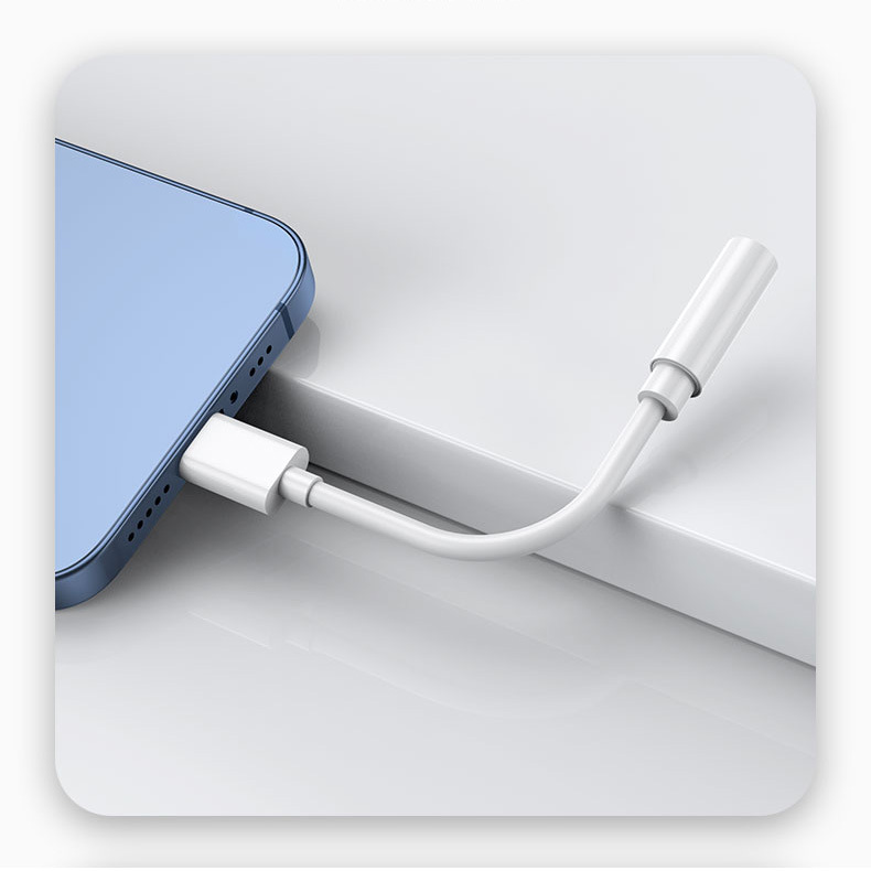 Applicable to Apple iPhone14/12 Mobile Phone Headset 3.5mm Adapter Cracking C100 Wire-controlled Voice Converter