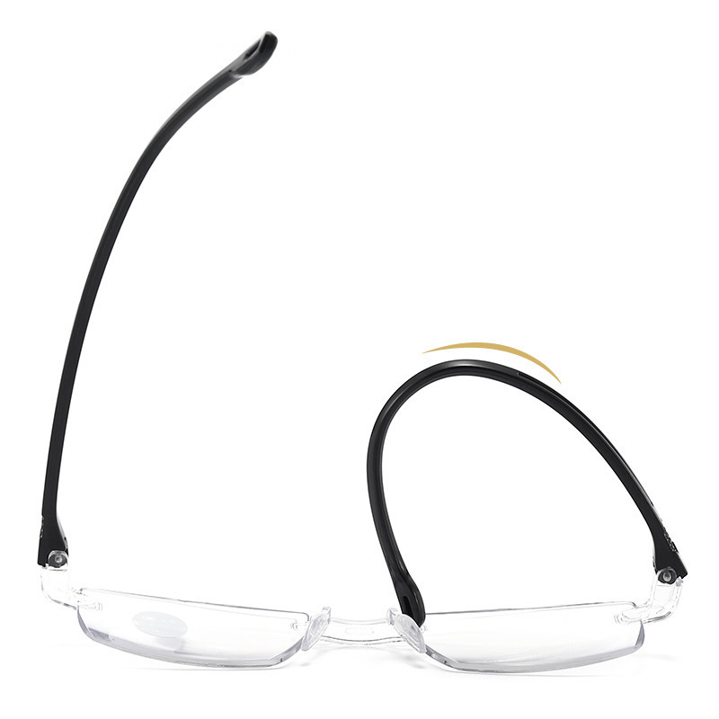 Far and Near Dual-purpose Smart Zoom Dual-light Presbyopia Glasses Running Jianghu Stall Frameless Cut Border Blue Light Presbyopia Glasses
