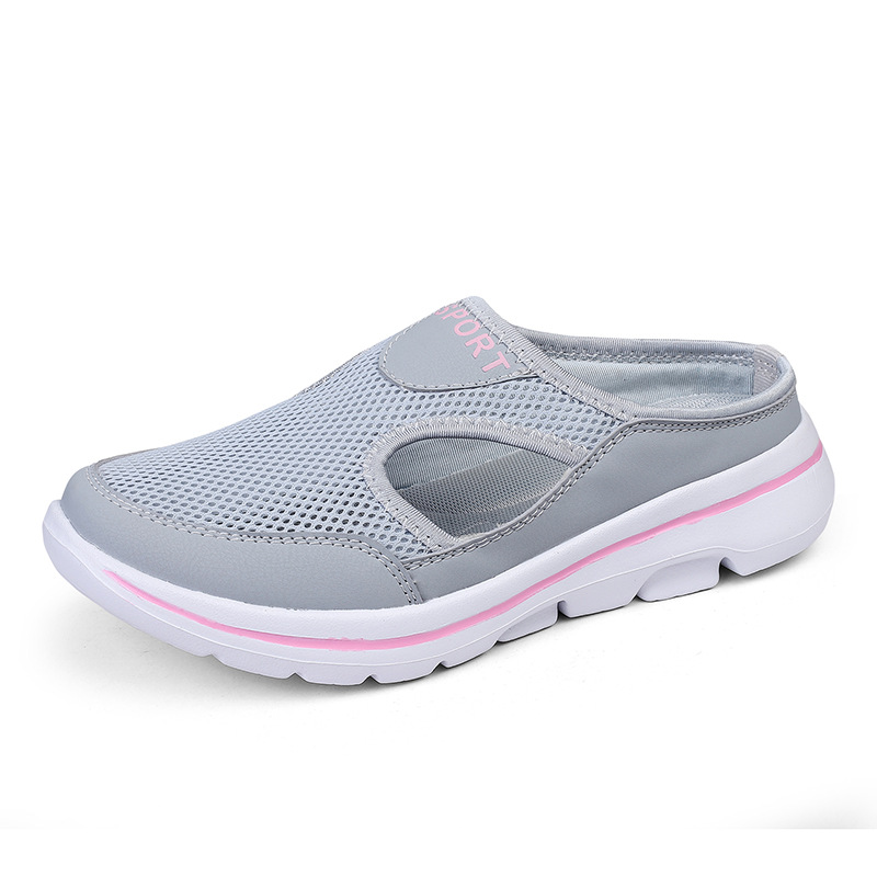 2025 Amazon Korean version of plus size casual shoes half-support women's shoes single-layer shoes men's thick-soled one-step sandals mesh half-drag
