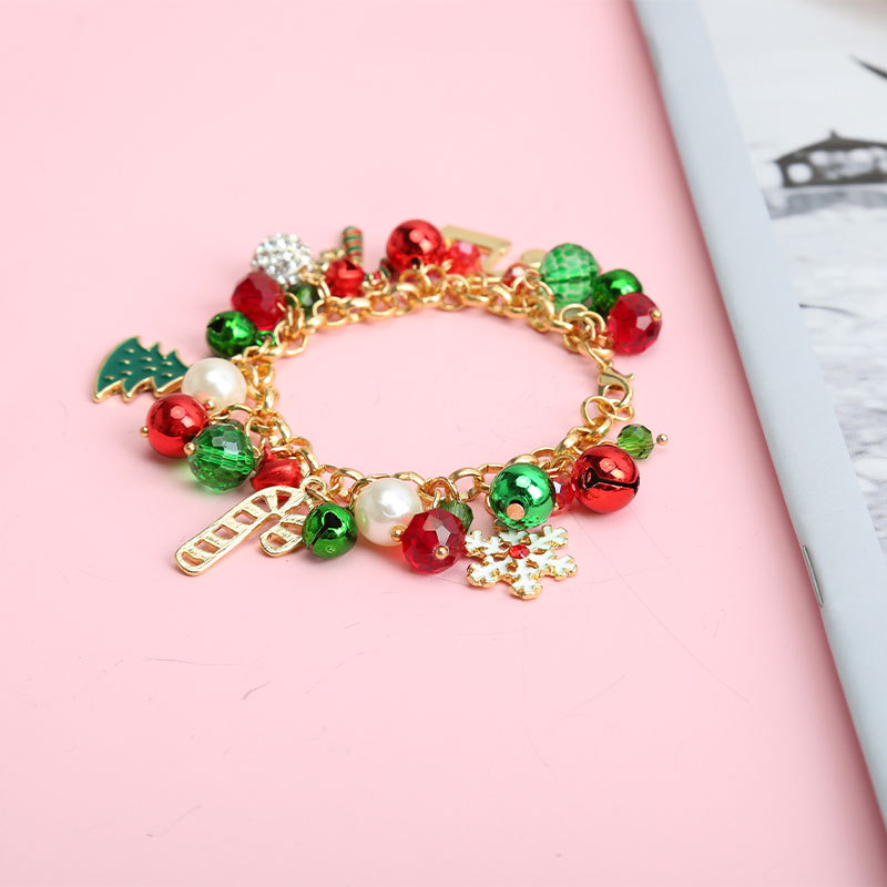 Europe and the United States cross-border Christmas jewelry hanging Pearl Bell Diamond Ball crystal beads snowflake courtesy tree alloy gift bracelet