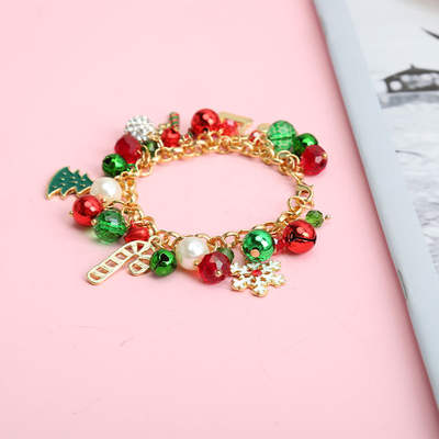 Europe and the United States cross-border Christmas jewelry hanging Pearl Bell Diamond Ball crystal beads snowflake courtesy tree alloy gift bracelet