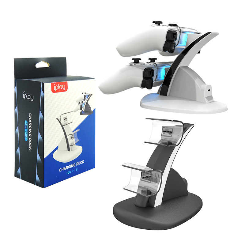 PS5 wireless handle double seat charger PS5 aircraft charger with blue light indicator PS5 game handle seat charger