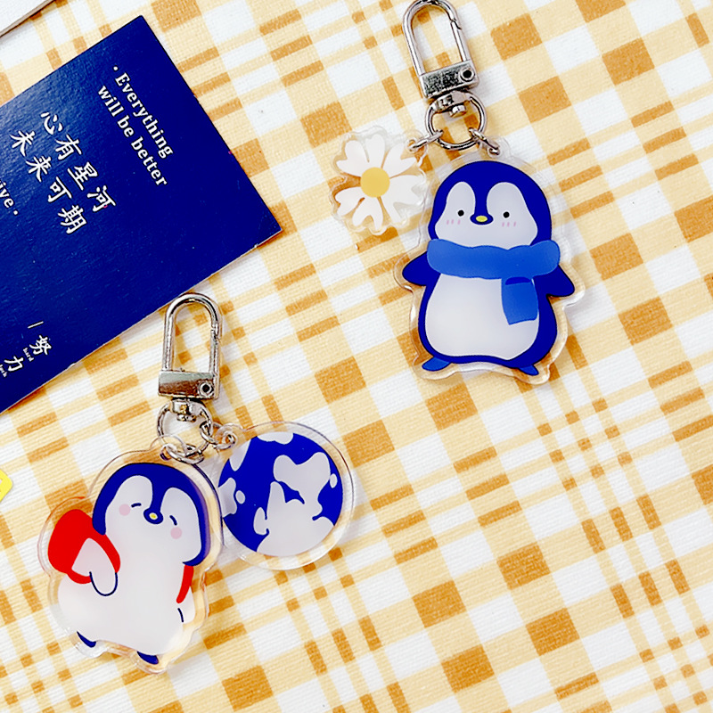 Acrylic Keychain Penguin Diary Series Cartoon Cute Double-sided Transparent Acrylic Bag Pendant