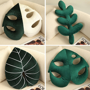 Green Plant Pillow Simple ins Fresh Home Soft Decoration Hot Plant Turtle Bamboo Vine Green Velvet New Branch Pillow