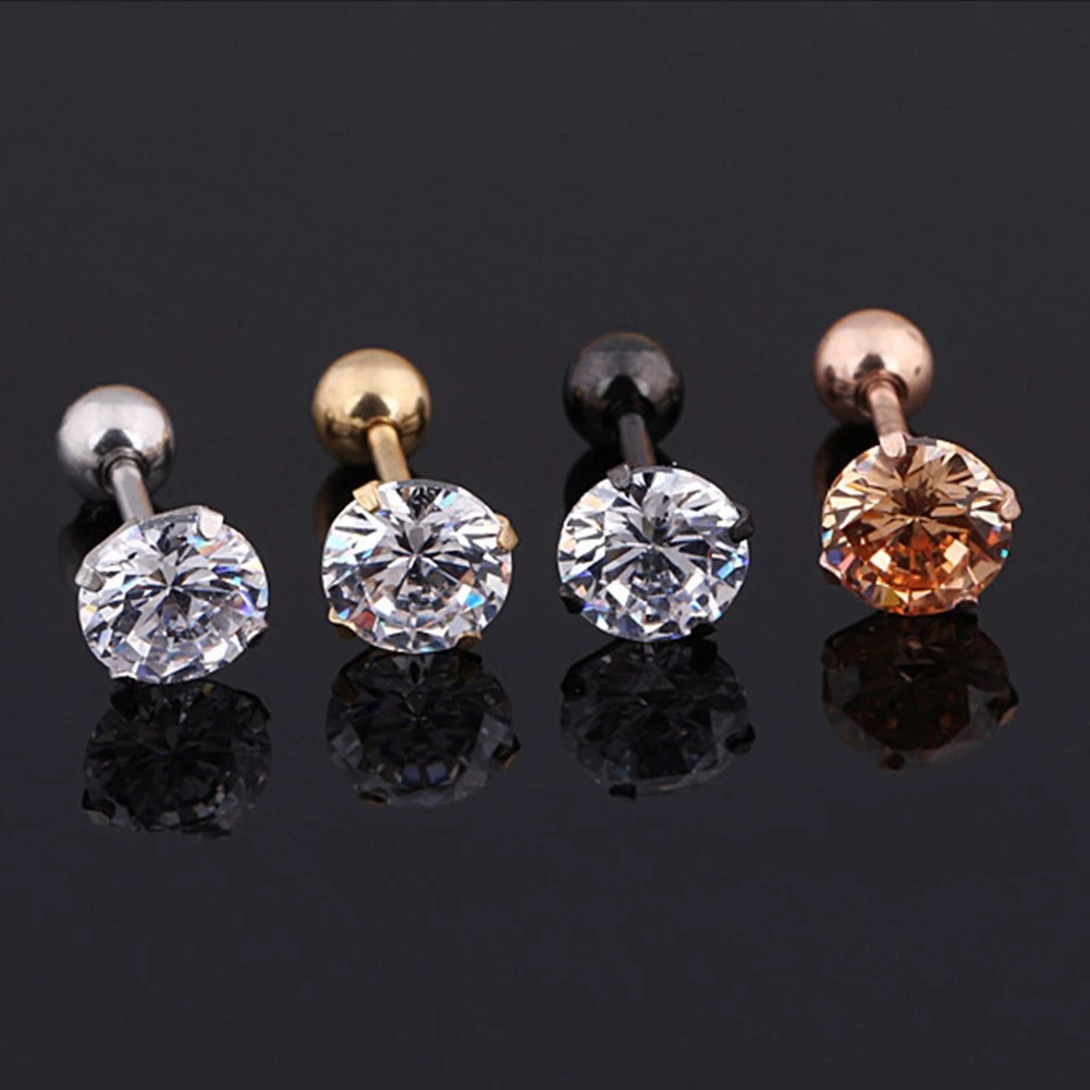 6mm long medical titanium steel round ball round screw small ear nail ear bone nail lip nail puncture jewelry