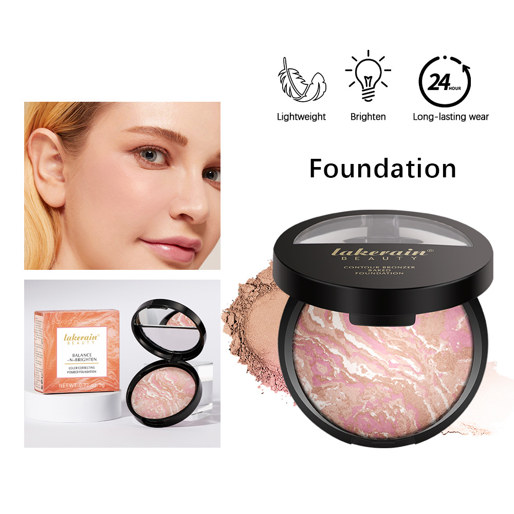 Lakerain marble baking powder repair plate natural brightening nose shadow blush highlight repair powder cake