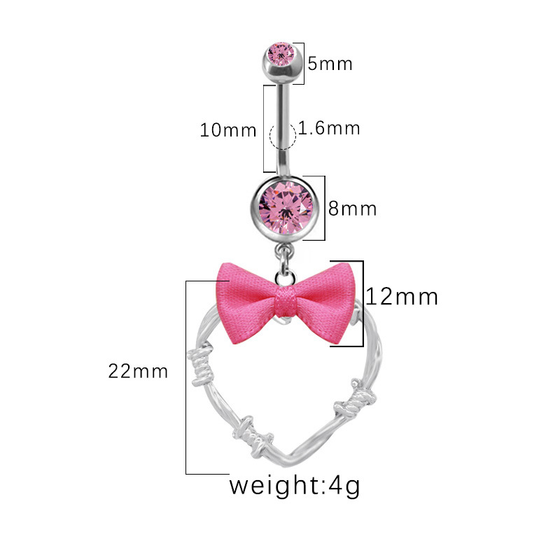 Gaibei European and American cross-border beautiful bow navel ring heart-shaped navel ring ins Japanese and Korean navel nail navel ring piercing products