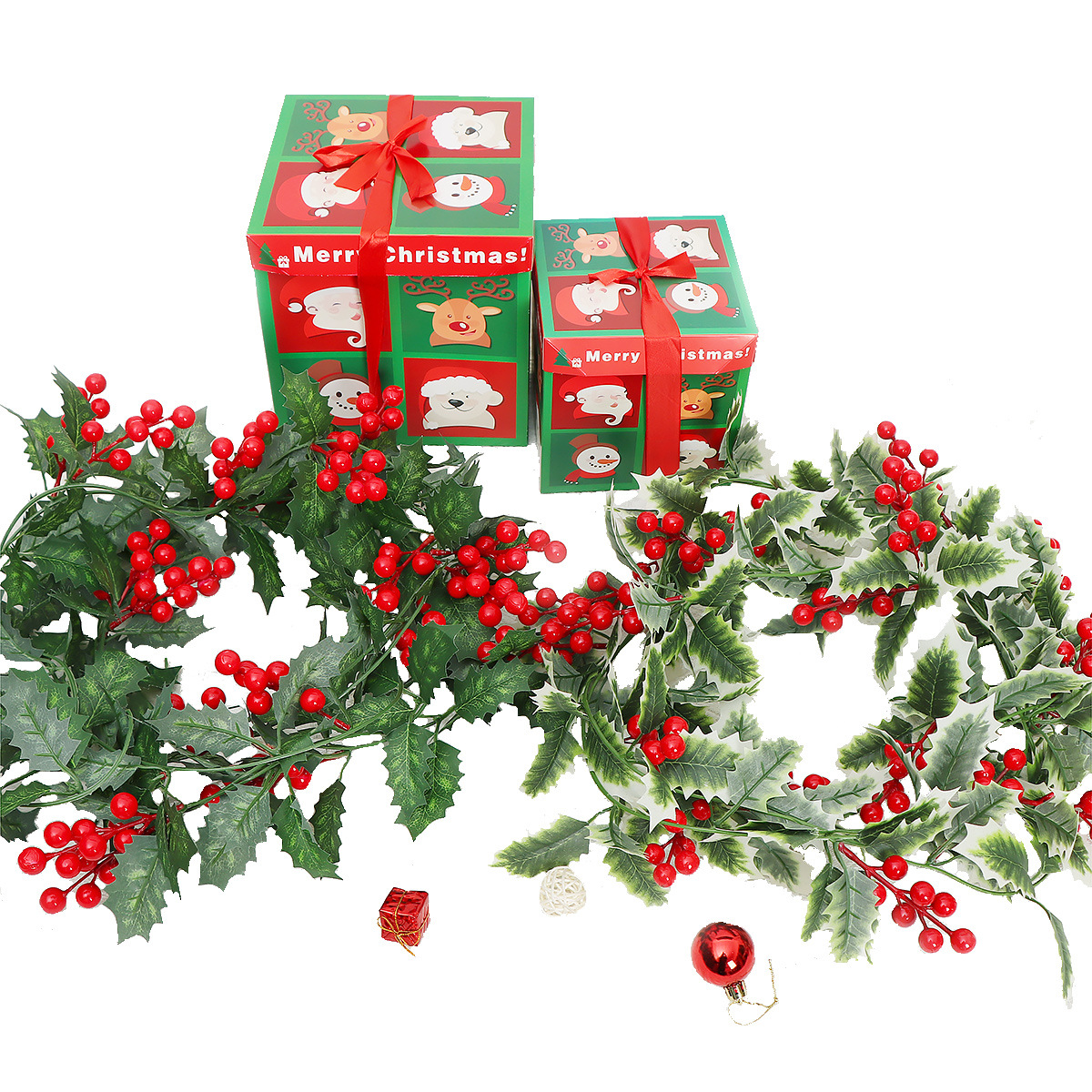 Simulation Christmas rattan decoration wall hanging new Christmas decoration Garland atmosphere layout Christmas red fruit Rattan